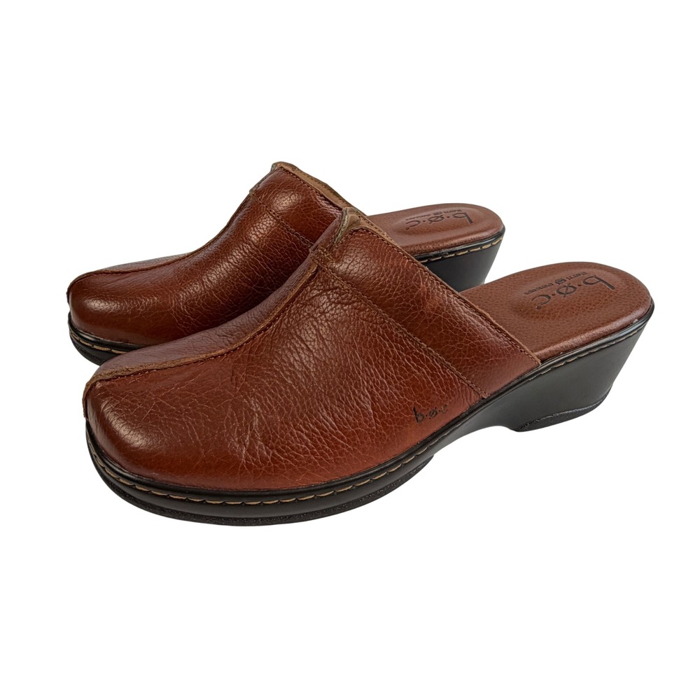 BOC Born Concept Leather Brown Wedge Clogs Mules Shoes‎ Women 9 Festival